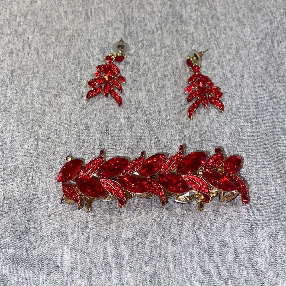 red leaf bracelet and earring set